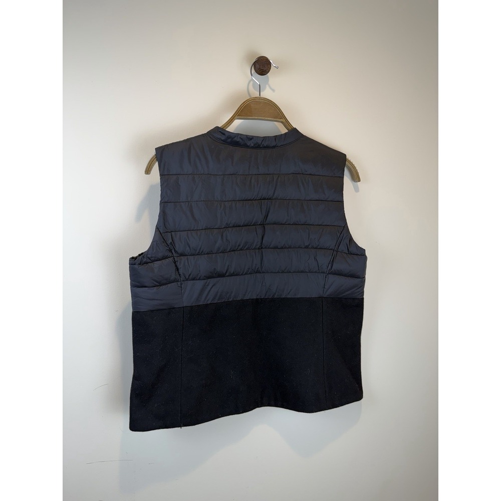 Calvin Klein Black Puffer Wool Blend Full Zip Vest Flap Pockets Women's Size S - Picture 2 of 10